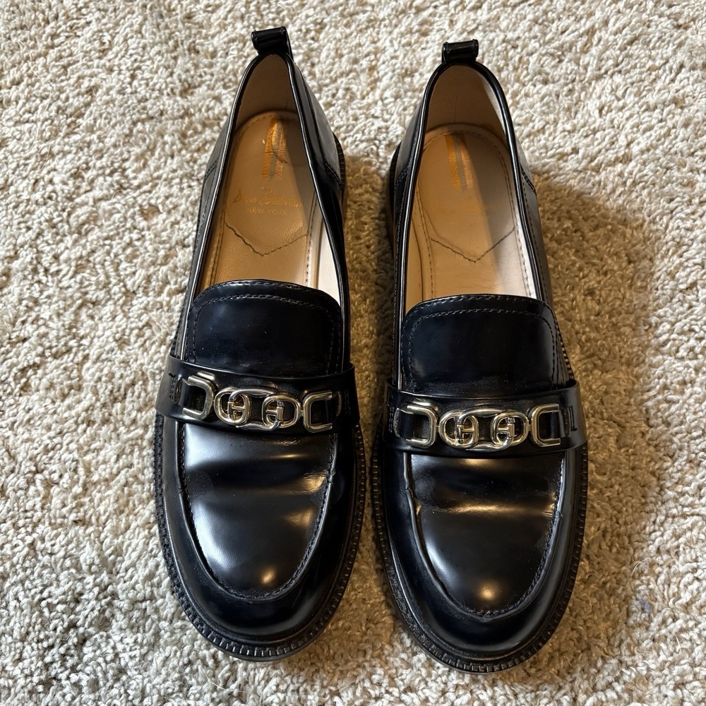 Sam Edelman Women's Lucca Loafer Black 6.5 Gold Buckle‎